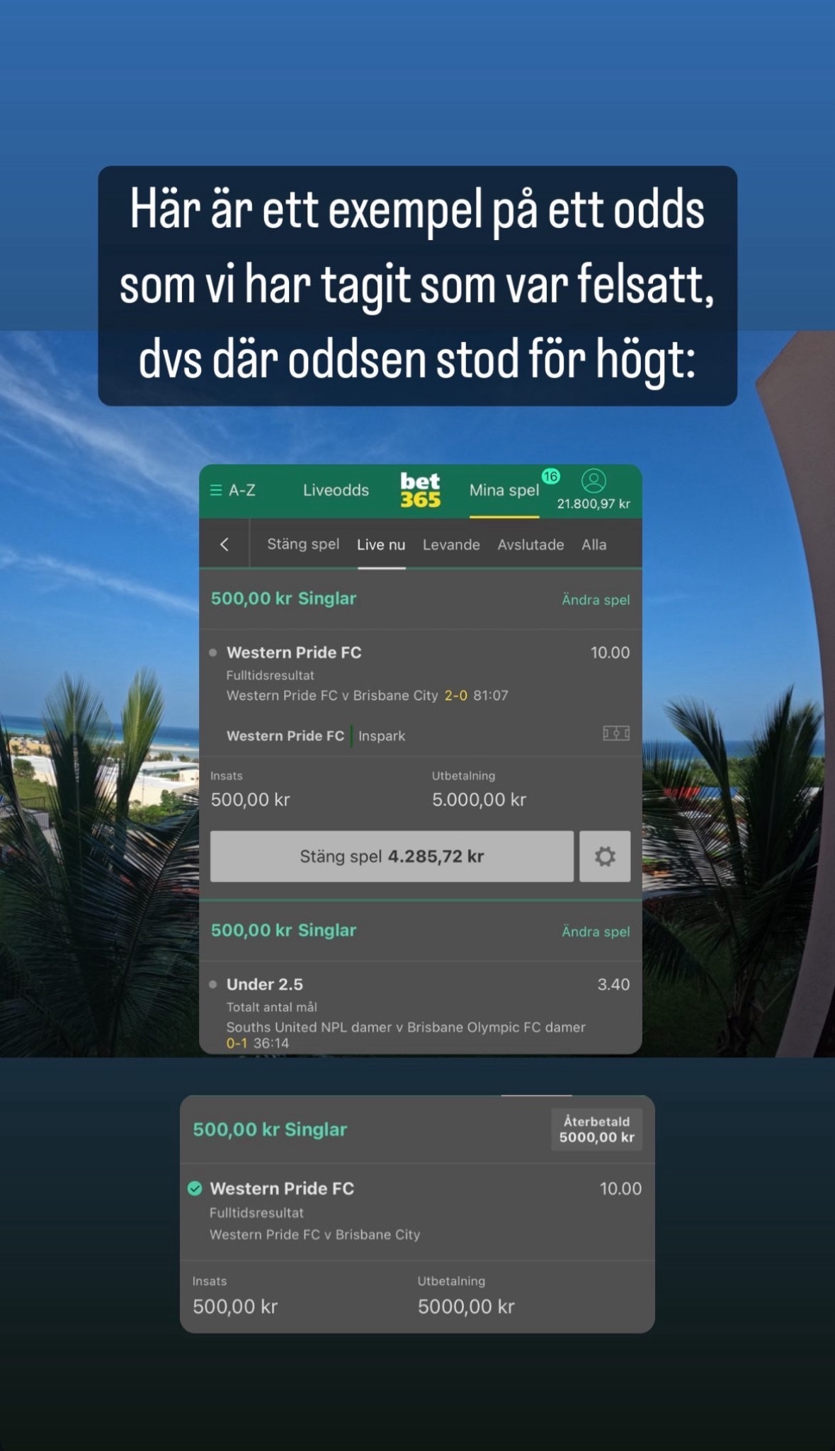 Exempel på felsatt odds